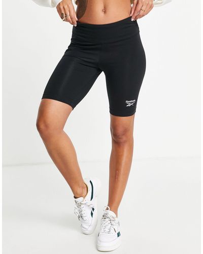 Reebok – e legging-shorts mit kleinem logo - Schwarz