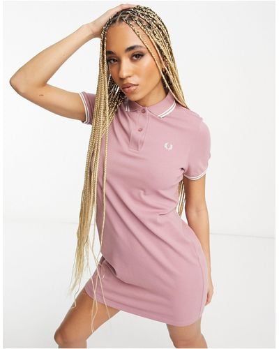 Fred Perry – doppelt paspeliertes polokleid - Pink
