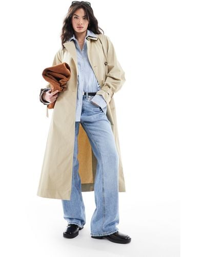 Mango Double Breasted Trench Coat - Blue