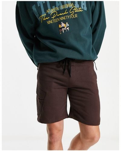 Bershka Cargo Jersey Shorts - Green