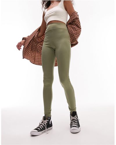TOPSHOP – premium edit – gerippte, sportliche leggings - Grün