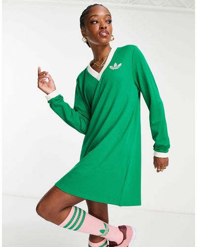 adidas Originals Adicolor - robe manches longues style années 70 - Vert