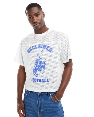 Reclaimed (vintage) – unisex – kurzes, kastiges t-shirt aus airtex - Weiß