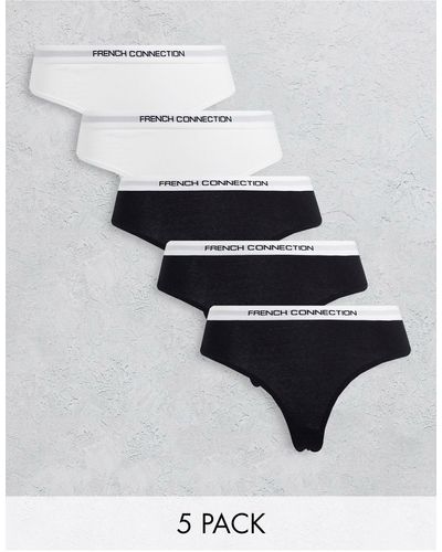 French Connection 5 Pack Thongs - Black
