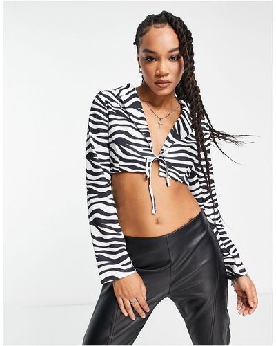 Rebellious Fashion – eleganter, kurzer blazer mit zebramuster, kombiteil - Mehrfarbig