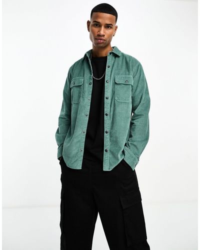 ASOS Cord Overshirt With Poppers - Green