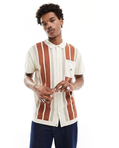 Dickies Fieldale Striped Knitted Polo Shirt - White
