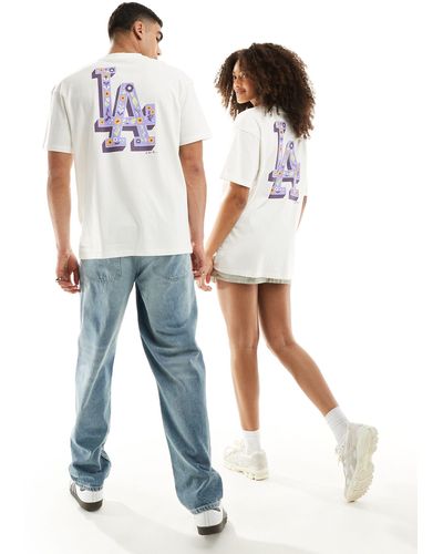 '47 T-shirt unisexe à imprimé fleurs et los angeles - cassé - Blanc