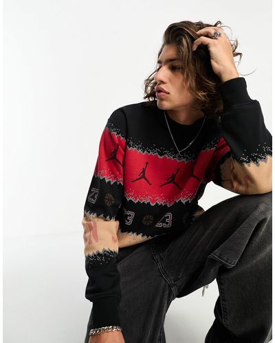 Nike Unisex - maglione girocollo natalizio , color cuoio e nero - Rosso
