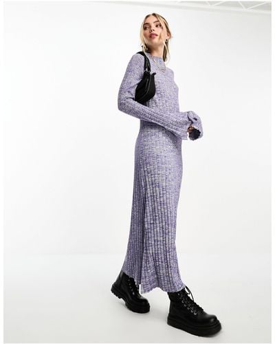 Monki Pleated Knit Midi Jumper Dress - White