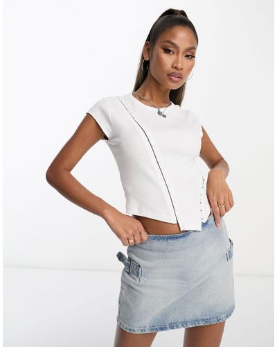 ASOS Top a maniche corte con gancetti - Bianco