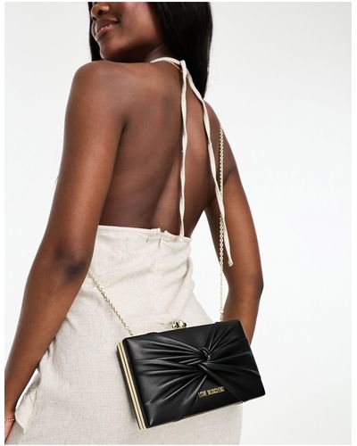 Love Moschino Boxy Clutch Met Geknoopt Detail - Zwart