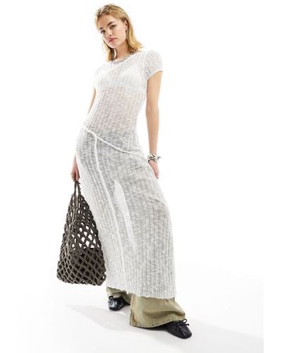 Collusion Fine Knit Maxi Dress With Seams - White