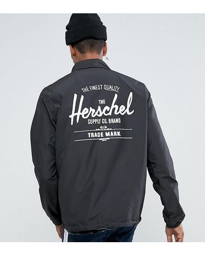 Herschel Supply Co. Herschel Voyage Packable Coach Jacket Back Logo Print In Black Uk Exclusive