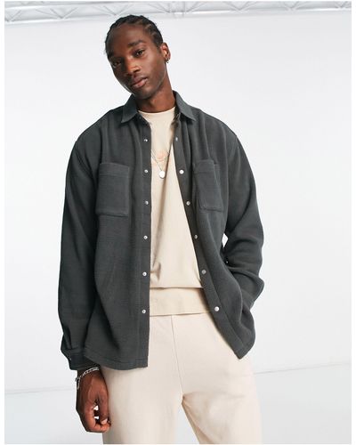 ASOS Oversized Fleece Shirt - Grey