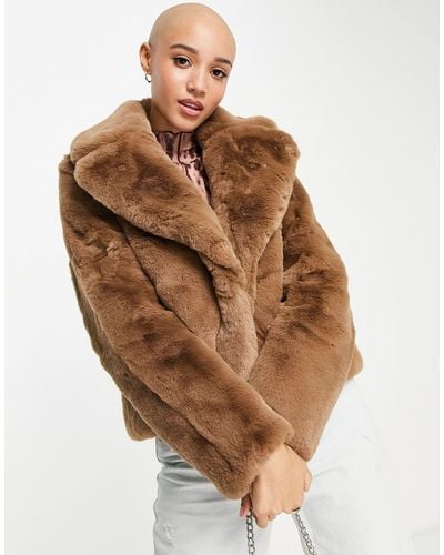 Forever New Faux Fur Collared Coat - Brown