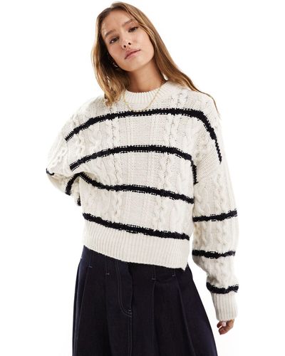ASOS Crew Neck Cable Sweater - Gray