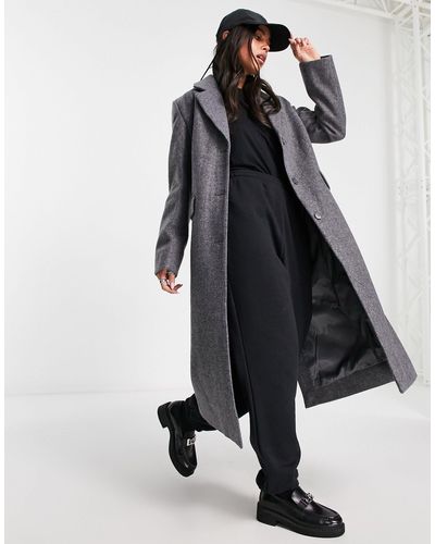 Weekday Daphne - cappotto doppiopetto lungo elegante scuro - Nero