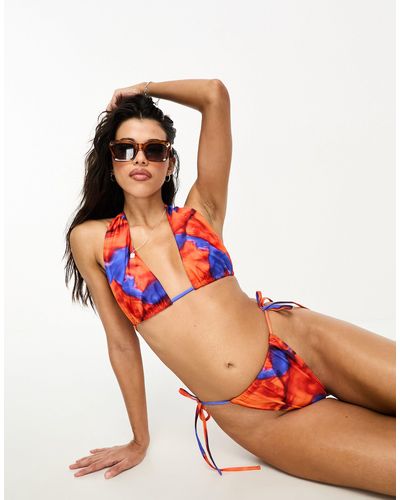 Public Desire Abstract Print Bikini Top - Orange