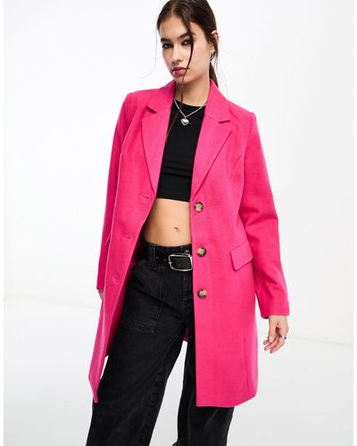 Vero Moda Long Line Tailored Coat - Pink