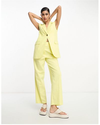 ASOS Tapered Mom Trouser With Linen - Yellow