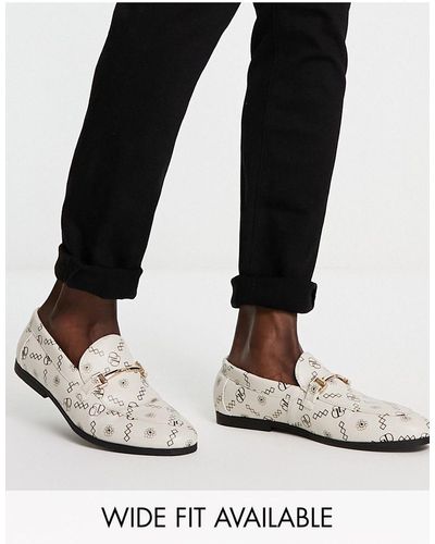 ASOS Loafers With Monogram Print - Natural