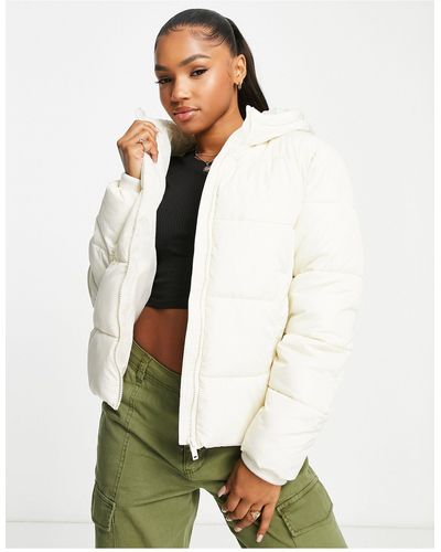 Pieces Padded Jacket With Hood - White