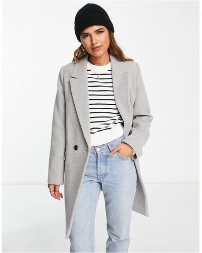 Stradivarius Manteau en laine à double boutonnage - Blanc