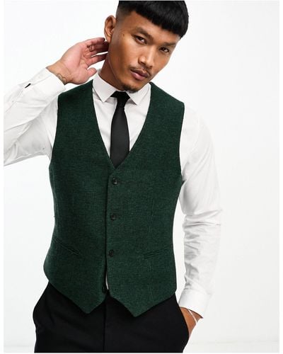 ASOS Wedding Super Skinny Wool Mix Vest - Green