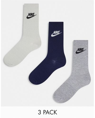Nike Everyday Essential 3 Pack Crew Socks - Blue