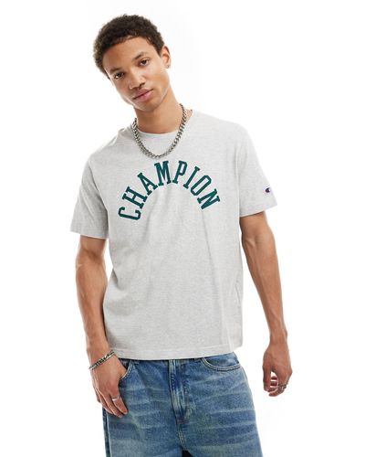 Champion T-shirt à logo style université - chiné - Bleu