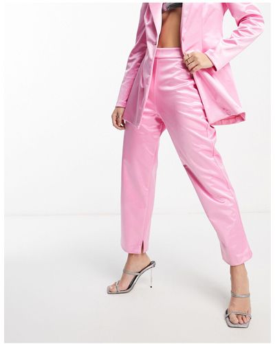 ASOS Jersey Satin Cigarette Suit Pants - Pink