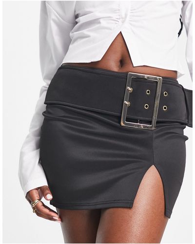 I Saw It First Mini Skirt With Buckle Detail - Black