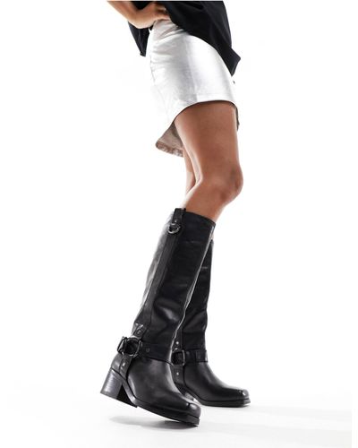 Bronx Rock-ey - bottes style motard en cuir - Blanc