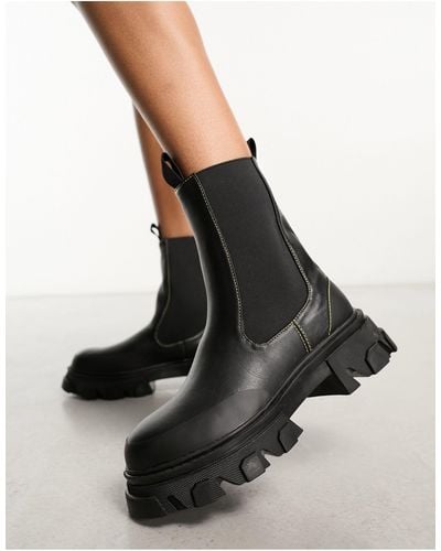 Public Desire Wonder - Chelsea Boots Met Dikke Zool En Contrasterende Stiksels - Zwart