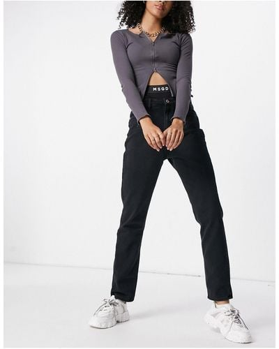 Missguided Riot high waist mom jeans in black