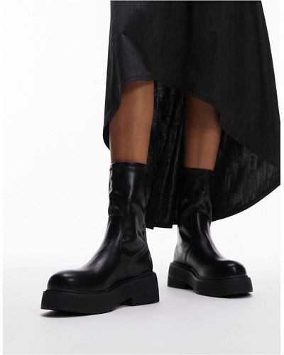 TOPSHOP Botines s estilo calcetín con suela texturizada laura - Negro