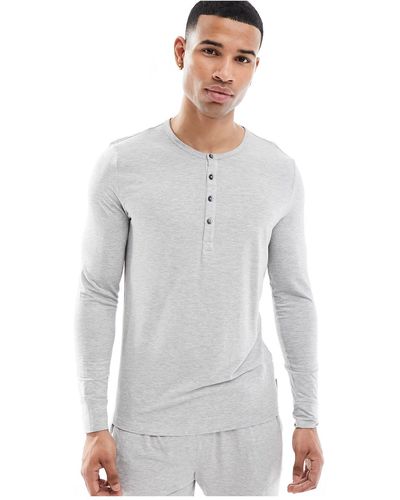 Calvin Klein – ultraweiches, modernes langarm-pyjama-oberteil - Weiß