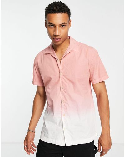 Jack & Jones Originals - camicia a maniche corte bianca e rosa sfumata - Multicolore