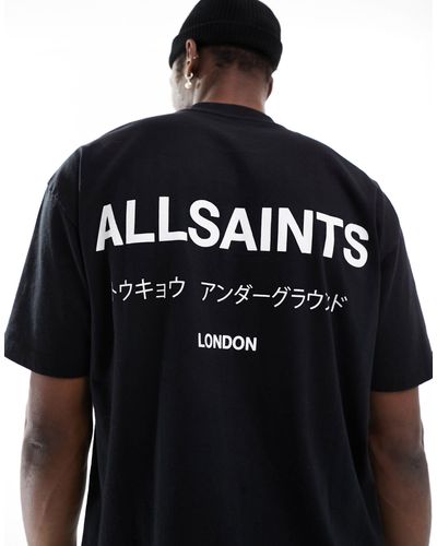 AllSaints – underground – oversize-t-shirt - Schwarz