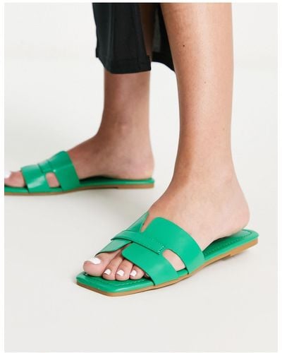 Truffle Collection Glam Slip On Mule Sliders - Green