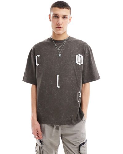 Collusion Skater Fit T-shirt With Embroidered Logo - Grey