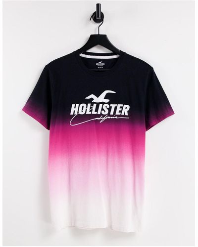 Hollister Camiseta con diseño degradado y logo delantero - Rosa