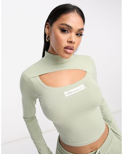Ellesse Gullia Long Sleeve Top With Cut Out - Green