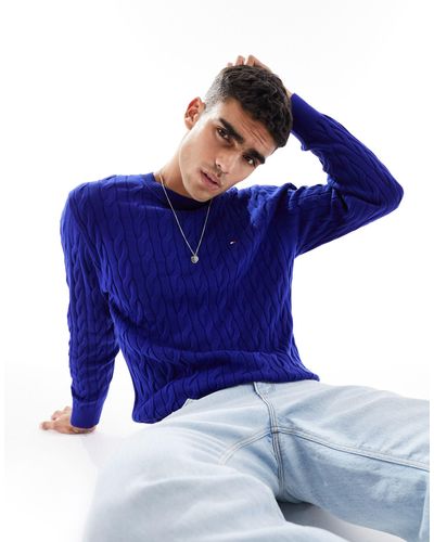 Tommy Hilfiger Classic Cable Crew Neck Jumper - Blue