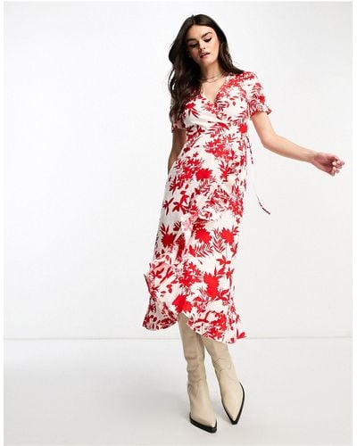 & Other Stories Linen Wrap Midaxi Dress - Red