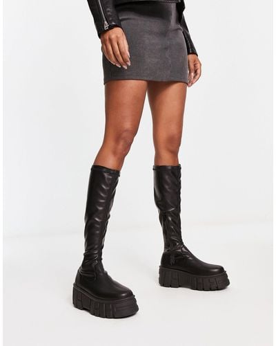 ASOS Copenhagen Chunky Knee High Sock Boots - Black