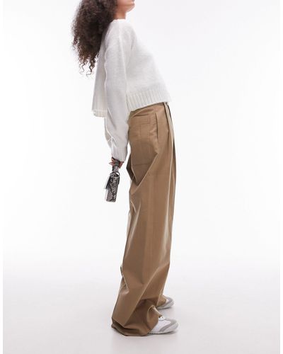 TOPSHOP Pantalon chino à taille haute avec poches fonctionnelles - sable - Neutre
