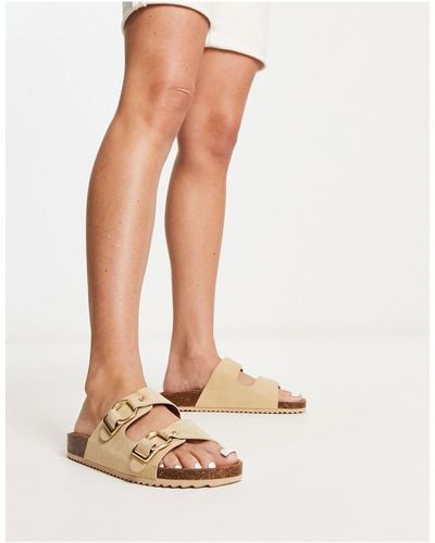 South Beach Double Band Sandal With Buckle - White