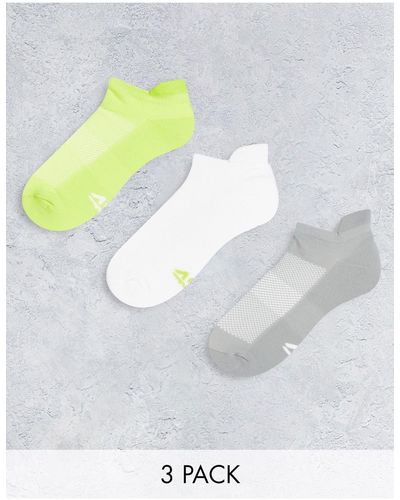 ASOS 4505 Confezione da 3 paia di calzini sportivi con trattamento antibatterico e logo - Verde
